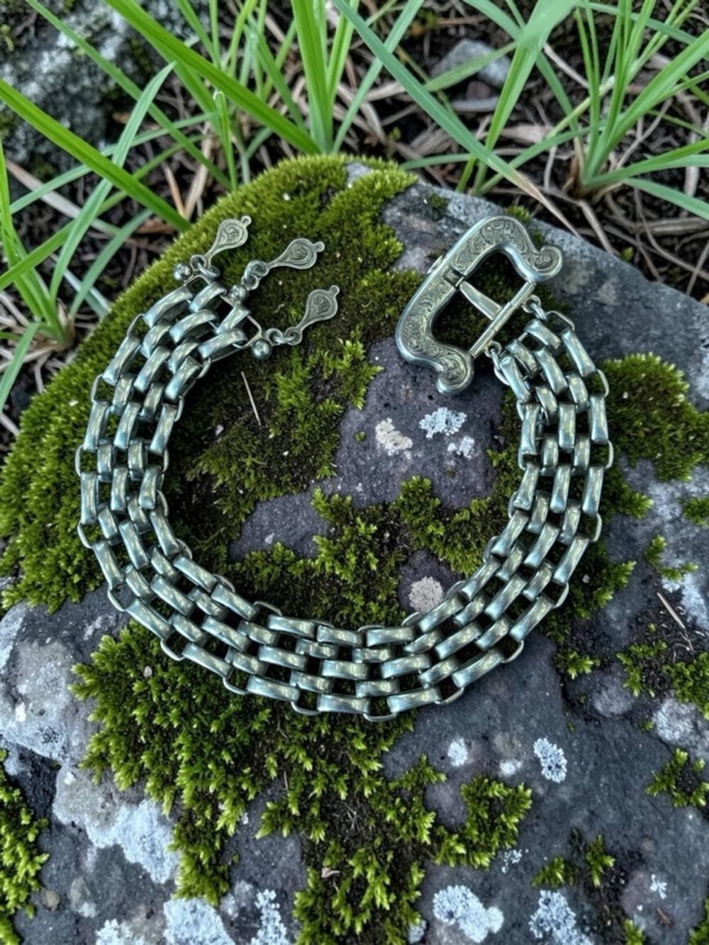 Vintage Multi-Row .800 Silver Chain Bracelet